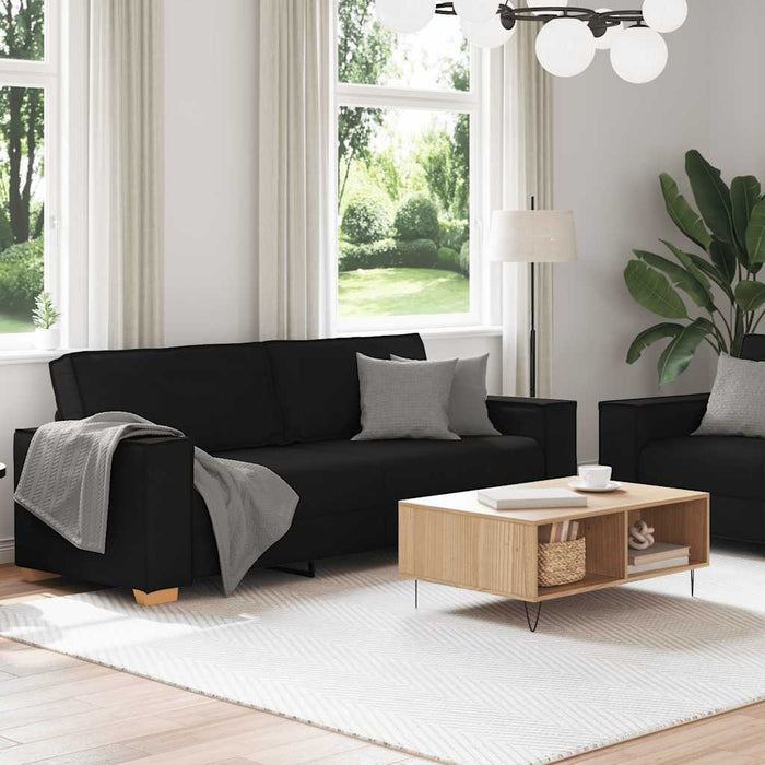 2 Piece Sofa Set With Cushions Black Fabric Ttxalkt