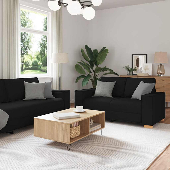 2 Piece Sofa Set With Cushions Black Fabric Ttxalkt