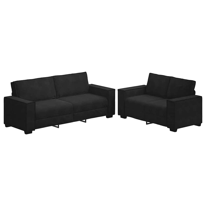 2 Piece Sofa Set With Cushions Black Velvet Ttxaibp