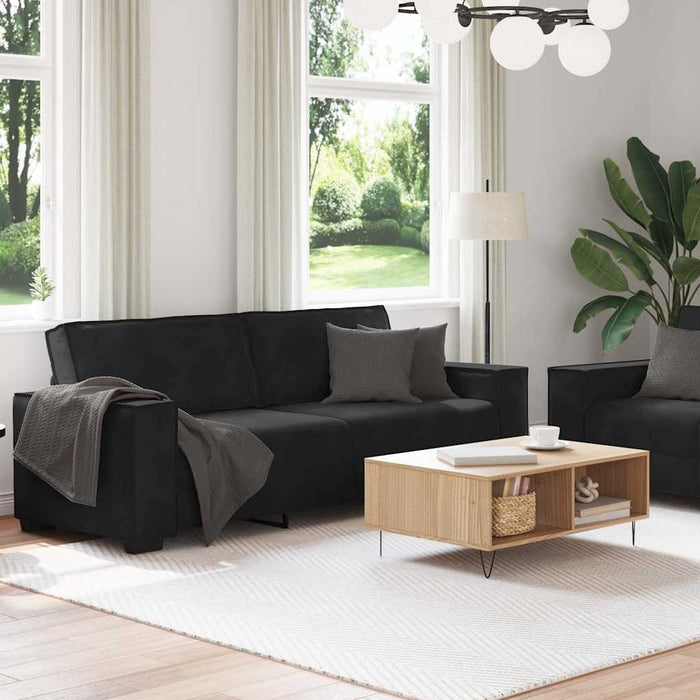 2 Piece Sofa Set With Cushions Black Velvet Ttxaibp