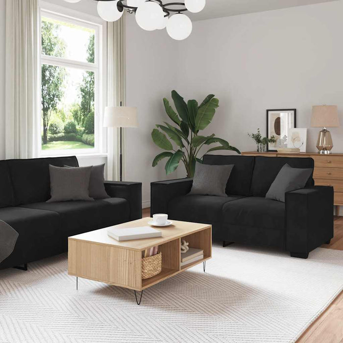 2 Piece Sofa Set With Cushions Black Velvet Ttxaibp