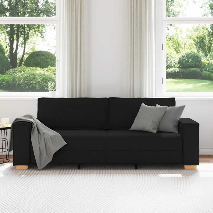 3-Seater Sofa Black 180 Cm Fabric Aobakkx