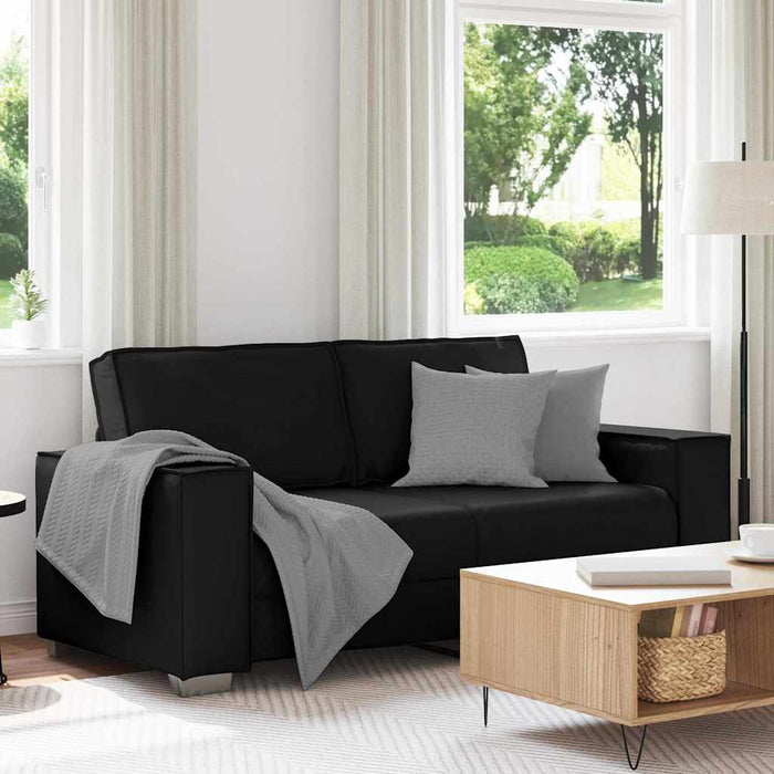 180 Cm Loveseat Sofa With Cushion Black Faux Leather Aobpbpl