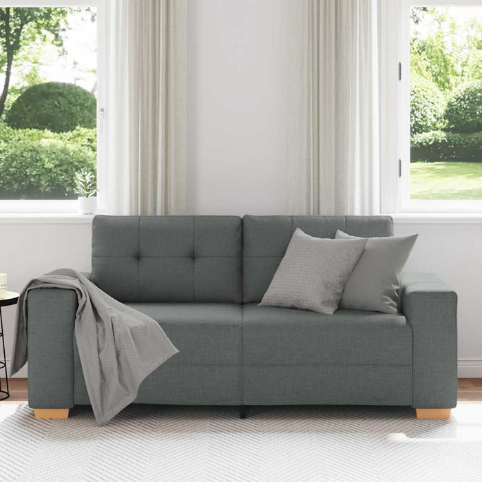 Loveseat Sofa Dark Grey 140 Cm Fabric Aobpbik