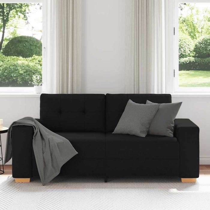 Loveseat Sofa Black 140 Cm Fabric Aobpbnb