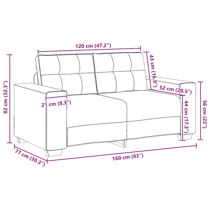 Loveseat Sofa Dark Grey 120 Cm Velvet Aobpooo