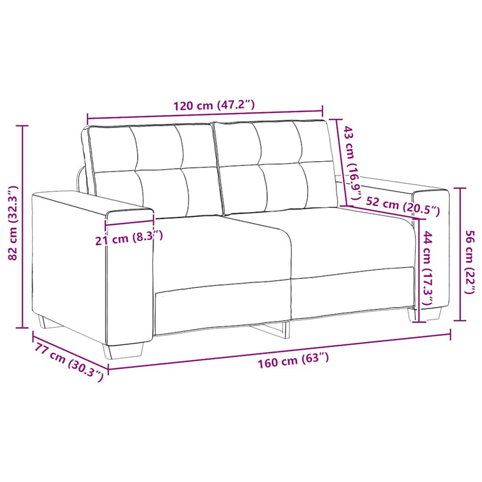 Loveseat Sofa Black 120 Cm Velvet Aobpoop