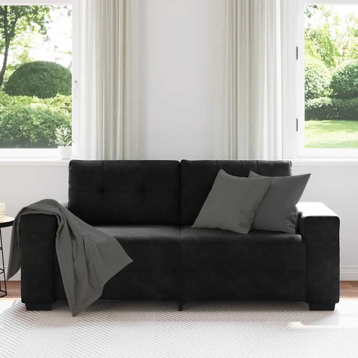 Loveseat Sofa Black 140 Cm Velvet Aobpoxi