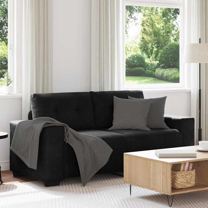 Loveseat Sofa Black 140 Cm Velvet Aobpoxi