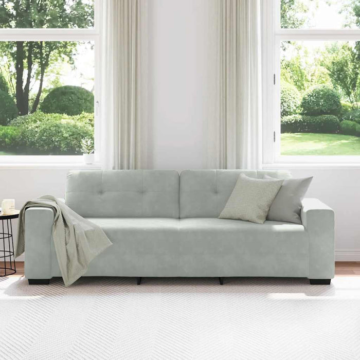 3-Seater Sofa Light Grey 180 Cm Velvet Aobpota