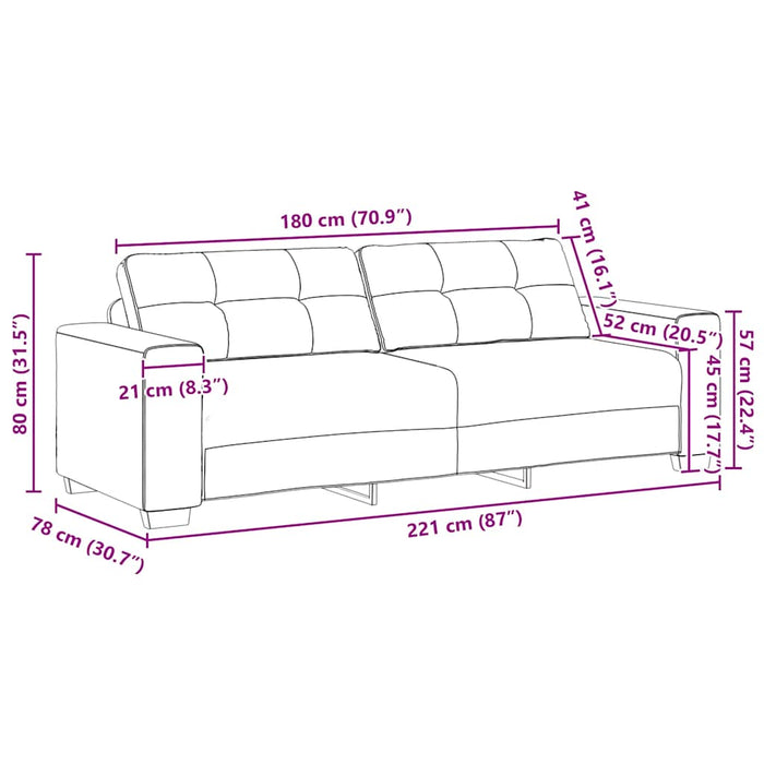 3-Seater Sofa Dark Grey 180 Cm Velvet Aobpotp
