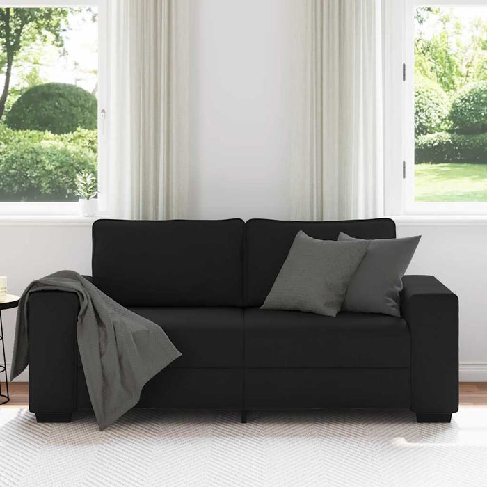 2-Seater Sofa Black 140 Cm Fabric Aobpoln
