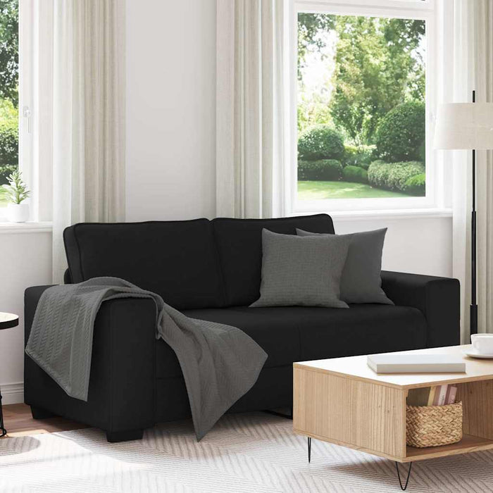2-Seater Sofa Black 140 Cm Fabric Aobpoln