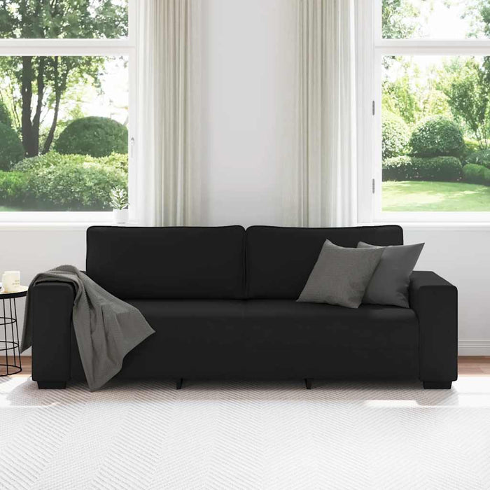 3-Seater Sofa Black 180 Cm Fabric Aobpoin
