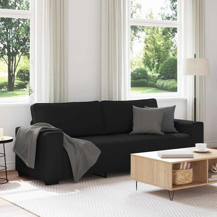3-Seater Sofa Black 180 Cm Fabric Aobpoin