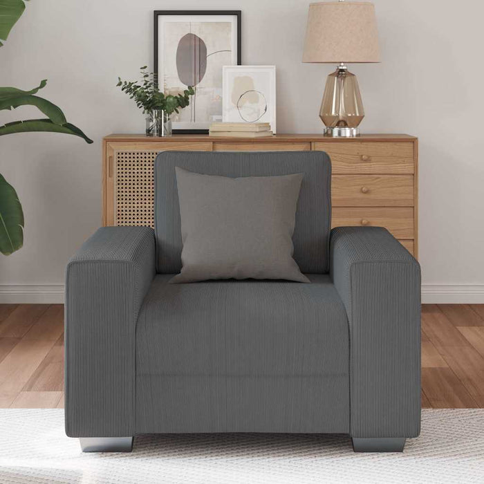 Sofa Chair Dark Grey 59 Cm Corduroy Fabric Aobponi