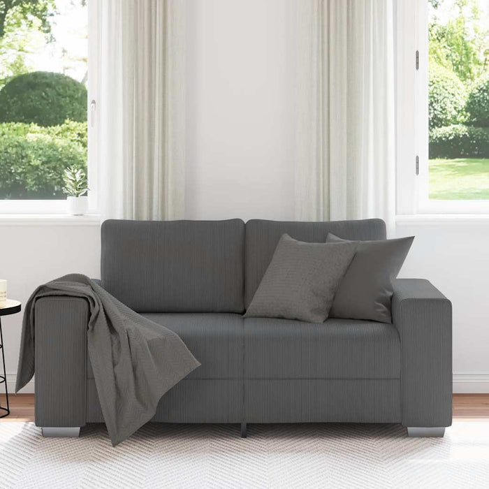 Loveseat Sofa Dark Grey 120 Cm Corduroy Fabric Aobpoka