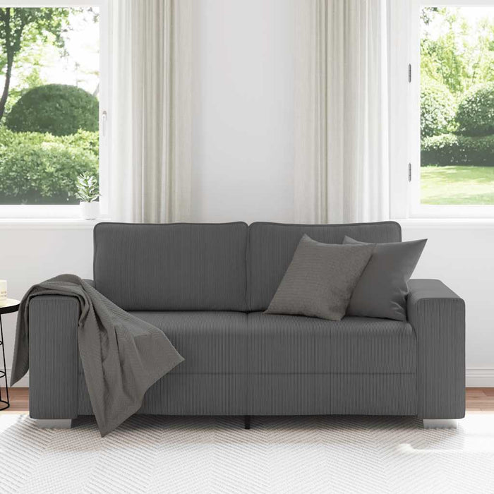 Loveseat Sofa Dark Grey 140 Cm Corduroy Fabric Aobpxbo