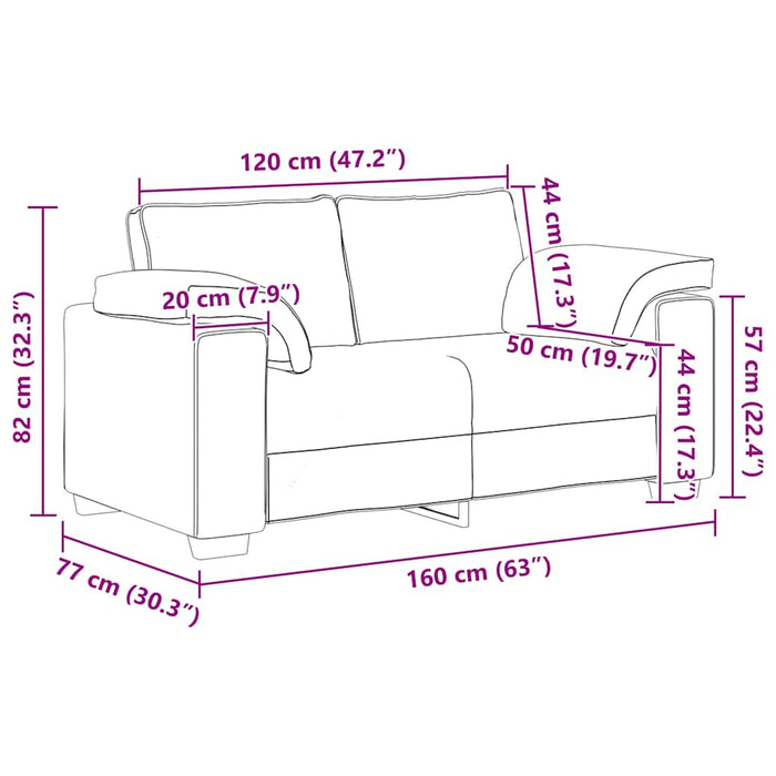 Loveseat Sofa Black 120 Cm Velvet Aobpxlx