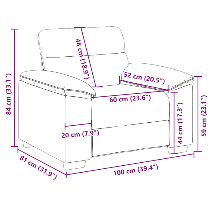 Sofa Chair Cappuccino 60 Cm Faux Leather Aobpttb