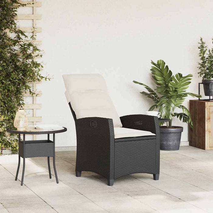Reclining Garden Chair With Side Table Black Poly Rattan Aobnxib