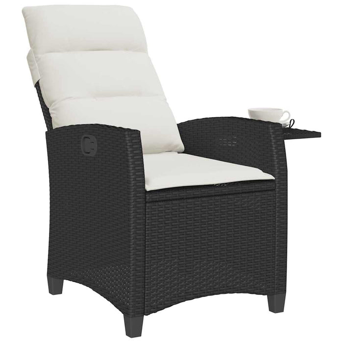 Reclining Garden Chair With Side Table Black Poly Rattan Aobnxib