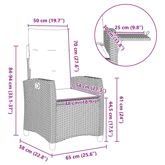 Reclining Garden Chair With Side Table Black Poly Rattan Aobnxib
