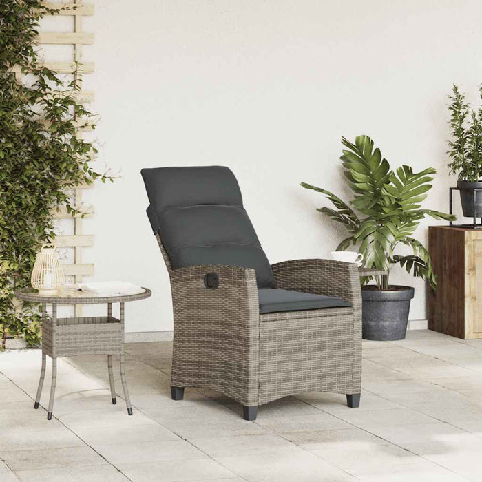 Reclining Garden Chair With Side Table Grey Poly Rattan Aobnxio