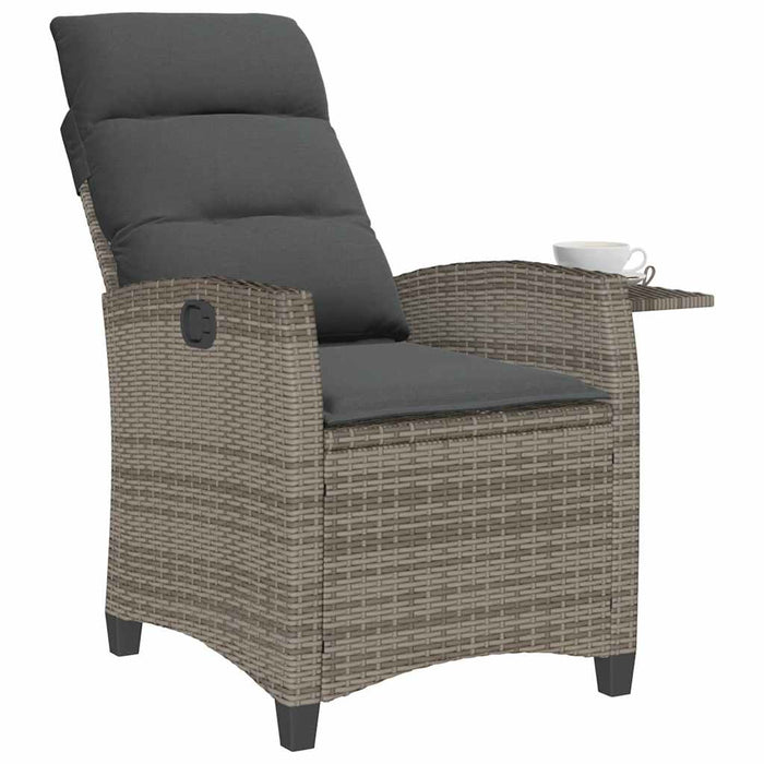 Reclining Garden Chair With Side Table Grey Poly Rattan Aobnxio