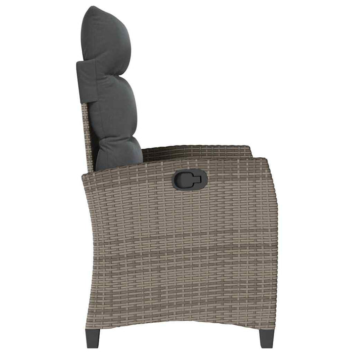 Reclining Garden Chair With Side Table Grey Poly Rattan Aobnxio