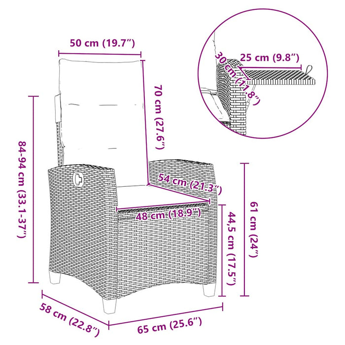Reclining Garden Chair With Side Table Grey Poly Rattan Aobnxio
