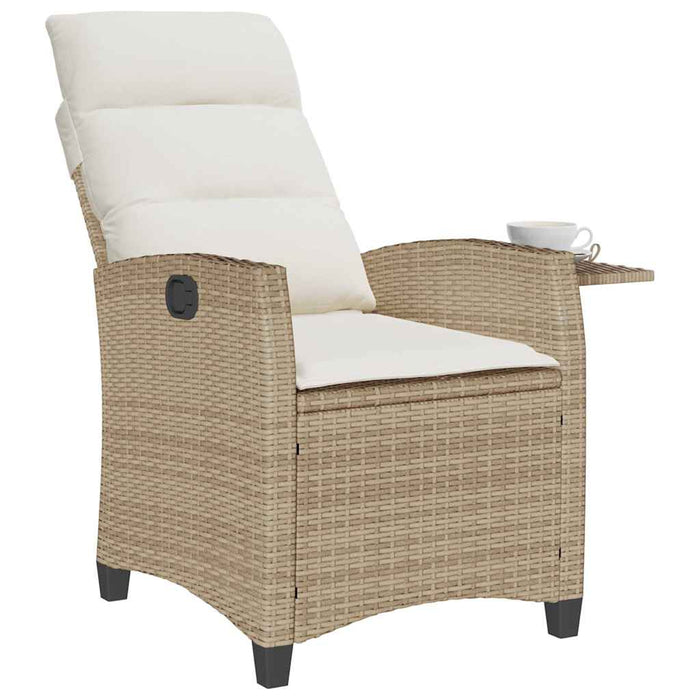 Reclining Garden Chair With Side Table Beige Poly Rattan Aobnxix