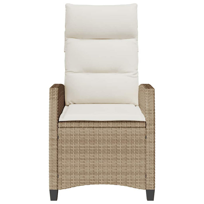 Reclining Garden Chair With Side Table Beige Poly Rattan Aobnxix