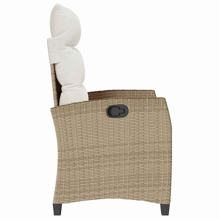 Reclining Garden Chair With Side Table Beige Poly Rattan Aobnxix