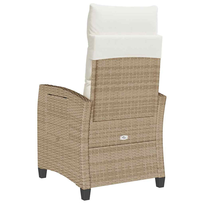 Reclining Garden Chair With Side Table Beige Poly Rattan Aobnxix