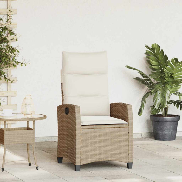 Reclining Garden Chair With Side Table Beige Poly Rattan Aobnxix