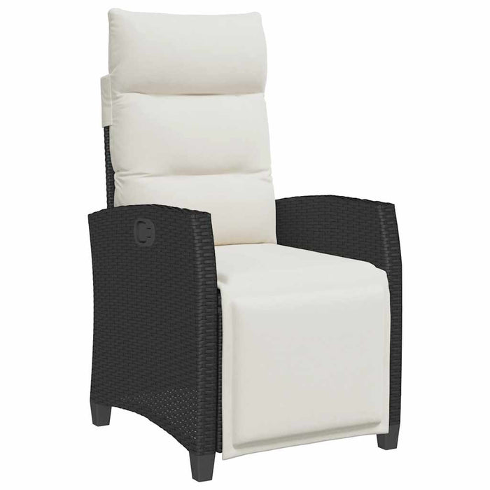 Reclining Garden Chair With Side Table Black Poly Rattan Aobnxip