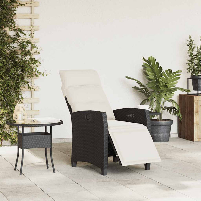Reclining Garden Chair With Side Table Black Poly Rattan Aobnxip