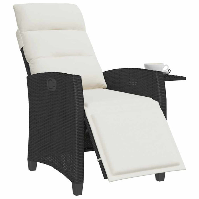 Reclining Garden Chair With Side Table Black Poly Rattan Aobnxip