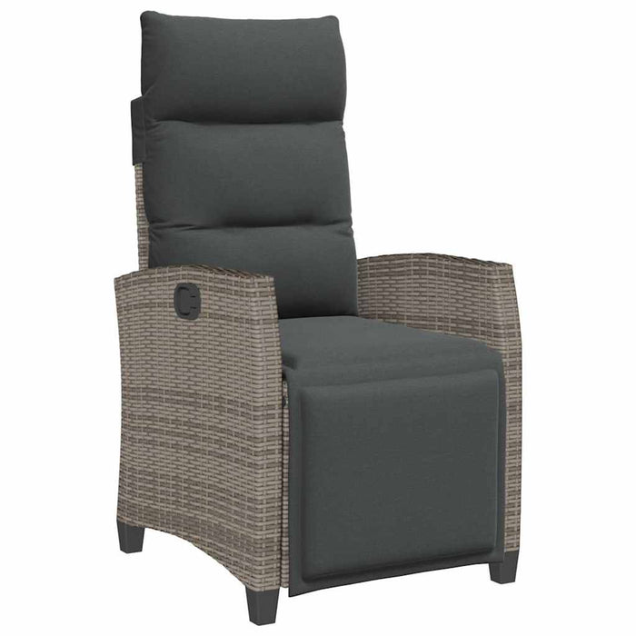 Reclining Garden Chair With Side Table Grey Poly Rattan Aobnxil
