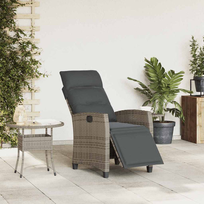 Reclining Garden Chair With Side Table Grey Poly Rattan Aobnxil