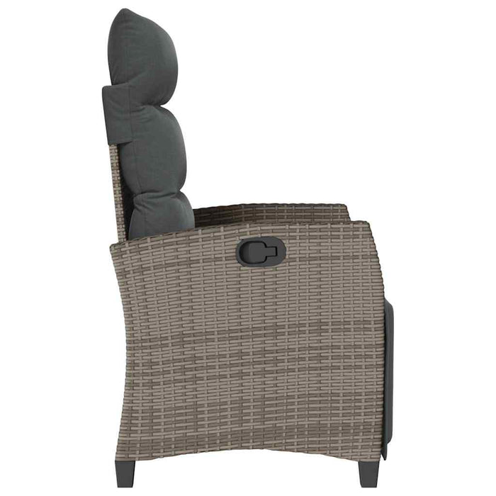 Reclining Garden Chair With Side Table Grey Poly Rattan Aobnxil