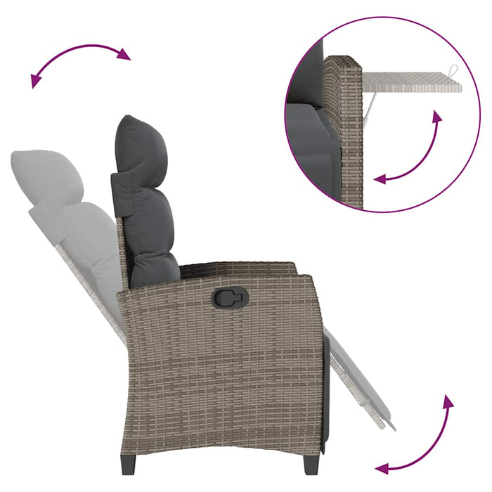Reclining Garden Chair With Side Table Grey Poly Rattan Aobnxil