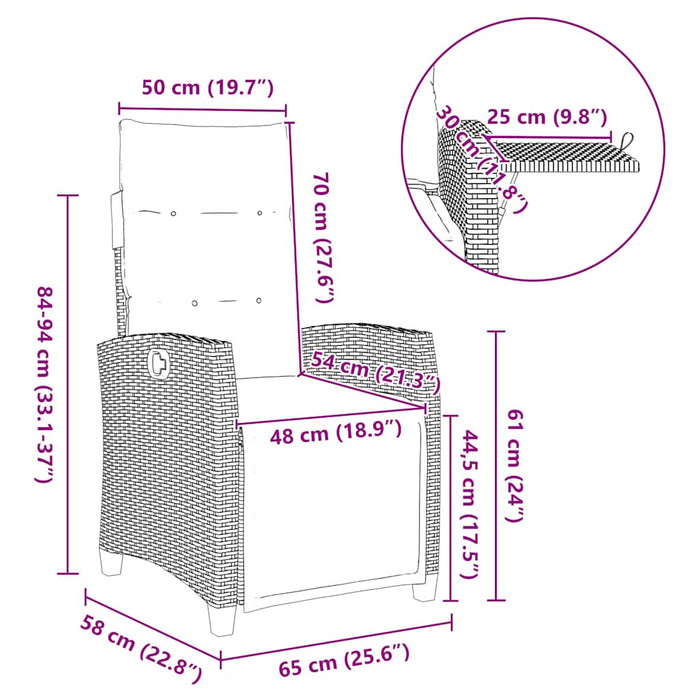 Reclining Garden Chair With Side Table Grey Poly Rattan Aobnxil