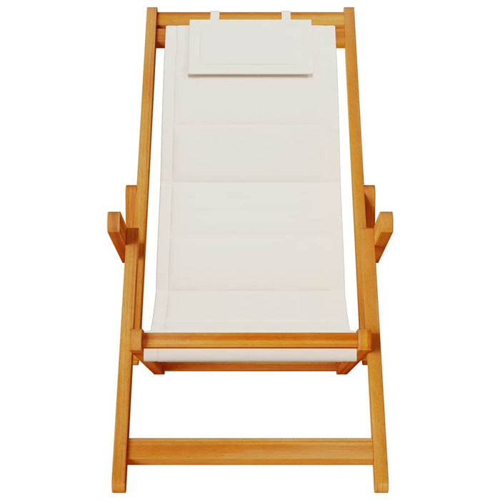 Folding Beach Chair With Armrests Light Grey Acacia Wood & Textilene Aobnbln