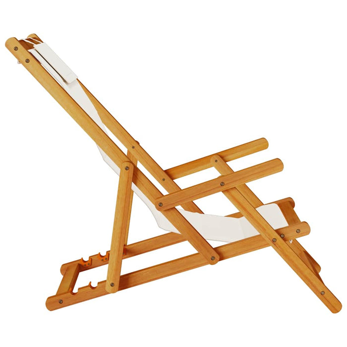Folding Beach Chair With Armrests Light Grey Acacia Wood & Textilene Aobnbln