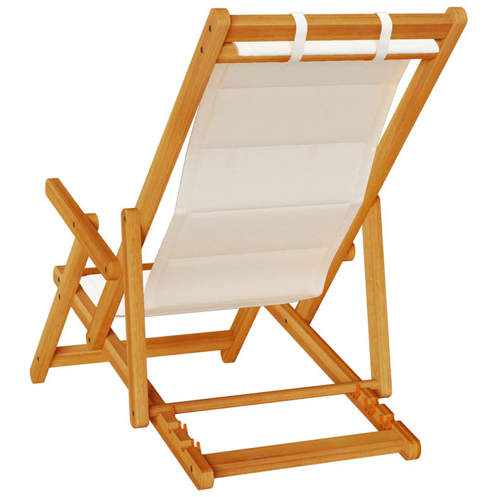 Folding Beach Chair With Armrests Light Grey Acacia Wood & Textilene Aobnbln