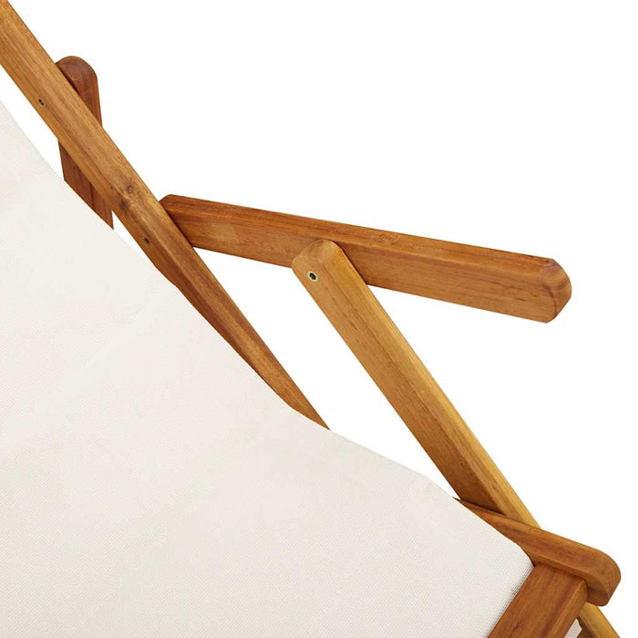 Folding Beach Chair With Armrests Light Grey Acacia Wood & Textilene Aobnbln