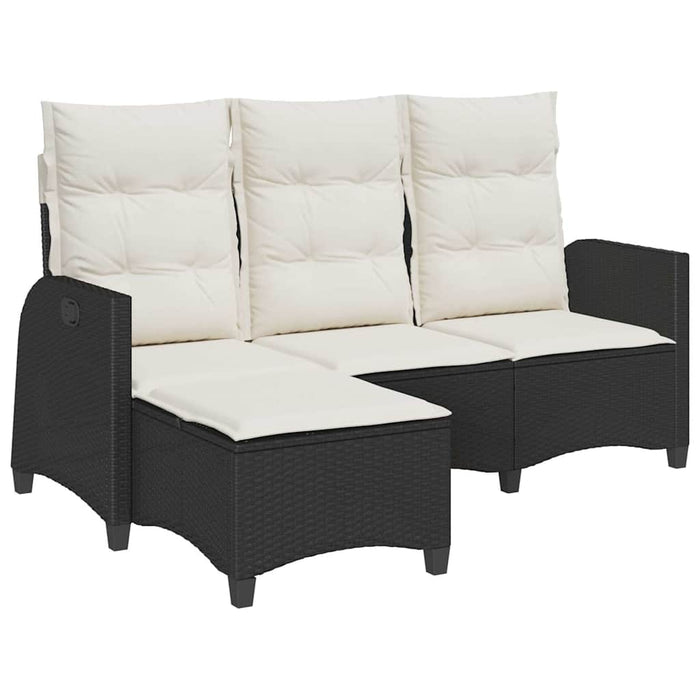 Reclining Garden Sofa With Cushions L-Shaped Black Poly Rattan Aobnxtn