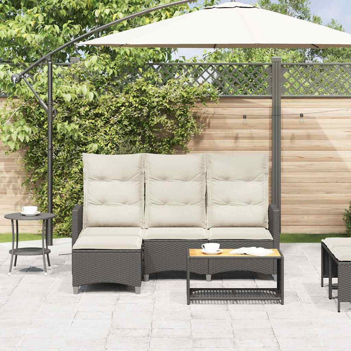 Reclining Garden Sofa With Cushions L-Shaped Black Poly Rattan Aobnxtn
